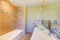 Elegant bathroom with glass vessel sinks