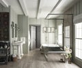 Elegant bathroom interior with rustic accents.