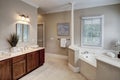 Elegant bathroom with large tub in need of a bit of remodeling