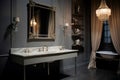 Elegant Bathroom sink mirror design. Generate Ai Royalty Free Stock Photo