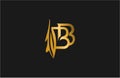 Elegant BB Letter Linked Flourishes Monogram Golden Logo Royalty Free Stock Photo