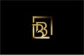Elegant BB Letter Linked Rectangle Shape Monogram Gold Logo Royalty Free Stock Photo