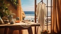 Elegant Beach Scene With Hanging Window And Dreamlike Naturaleza