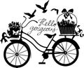 Elegant beautiful bicycle with bouquets