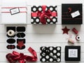 Elegant and beautiful black, red and white christmas presents