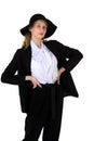 Elegant beautiful girl in a fashionable black suit Royalty Free Stock Photo