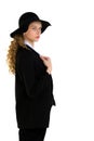 Elegant beautiful girl in a fashionable black suit Royalty Free Stock Photo