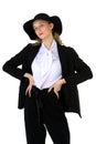 Elegant beautiful girl in a fashionable black suit Royalty Free Stock Photo