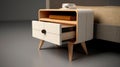 Elegant Bedside Table With Soft Armrests And Modern Cream Style