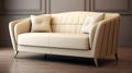 Elegant Beige Sofa With Photorealistic Detailing And Soft Armrests