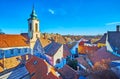 Blagovestenska Church behind the roofs, Szentendre, Hungary Royalty Free Stock Photo