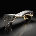 Elegant Bench With Beautiful Carvings In Metallic Etherealism Style