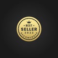 Elegant Best Seller 2022 Label or Best Seller 2022 Seal Vector on Black Background Royalty Free Stock Photo