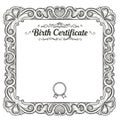 Elegant Birth Certificate Design with Decorative Border Royalty Free Stock Photo