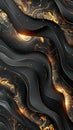 Elegant Black Background With Gold Swirls and Stars Royalty Free Stock Photo