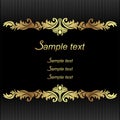 Elegant black Background with golden Borders for invitation design Royalty Free Stock Photo