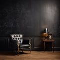 Elegant Black Chair And Lamp In Richly Detailed Room