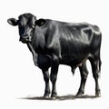 Elegant Black Cow on White Background for Farm-Themed Invitations. Royalty Free Stock Photo