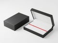 Elegant black gift box with red interior Royalty Free Stock Photo