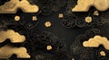 Elegant black and gold abstract design with floral and cloud patterns Royalty Free Stock Photo