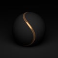 Elegant black and gold tennis ball on a black background. 3D Render