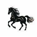 Elegant Black Horse Silhouette On White Background Royalty Free Stock Photo