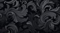 Elegant Black Inky Swirls. Swirling inky patterns on a black background evoke elegance