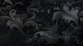 Elegant Black Inky Swirls. Swirling inky patterns on a black background evoke elegance