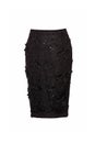Elegant black lacy midi skirt isolated over white