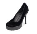 Elegant black leather ladies platform shoe Royalty Free Stock Photo