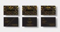 Elegant black luxury business cards Set with marble texture and gold detail vector template, banner or invitation with Royalty Free Stock Photo