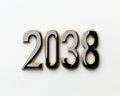 Elegant Black Metallic 2038 Year Display with Bright Outline on Light Background for Projects Royalty Free Stock Photo