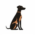 Elegant Black And Orange Dog Illustration With Egyptian Iconography