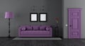 Elegant black and purple living room Royalty Free Stock Photo