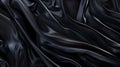 Elegant Black Satin Fabric Draped Luxuriously, Perfect for Backgrounds or Design Elements. Soft Textures in a Close-up