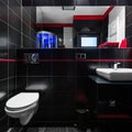 Elegant black tiles in bathroom