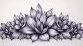 Elegant black and white background with lotus flowers. Vector illustration Royalty Free Stock Photo