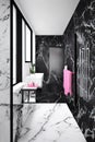 elegant black and white bathroom, interior image, Ai Royalty Free Stock Photo