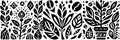 Elegant Black and White Coffee Plant and Bean Pattern Royalty Free Stock Photo