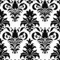 Elegant Black And White Damask Wallpaper Pattern Royalty Free Stock Photo