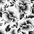 Elegant Black And White Floral Seamless Pattern Royalty Free Stock Photo