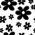 Elegant black and white floral seamless pattern.