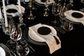 Elegant Black and White Formal Dinner Table Setting Royalty Free Stock Photo