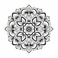 Elegant Black And White Leaf Flower Mandala Design Royalty Free Stock Photo