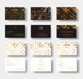 Elegant black and white luxury business cards Set with marble texture and gold detail vector template, banner or Royalty Free Stock Photo