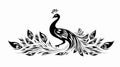 Elegant Black and White Peacock Isolated Vector Icon for Design Projects Royalty Free Stock Photo