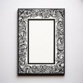 Elegant Black And White Scroll Art Frame With 3d Shadows Royalty Free Stock Photo