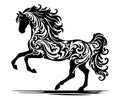 Ornate Horse Silhouette with Swirl Patterns Royalty Free Stock Photo