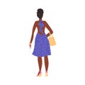 Elegant black woman standing backside, flat vector illustration isolated on white background. Royalty Free Stock Photo