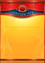 An elegant blank form for creating certificates. With red accents on a gold background.